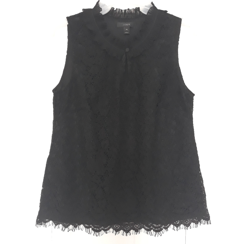 J. Crew | Floral lace ruffle-neck guipure top | Size PS - Picture 3 of 7